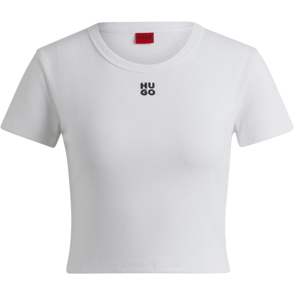Hugo Womens/Ladies Logo Cotton Crop T-Shirt / White